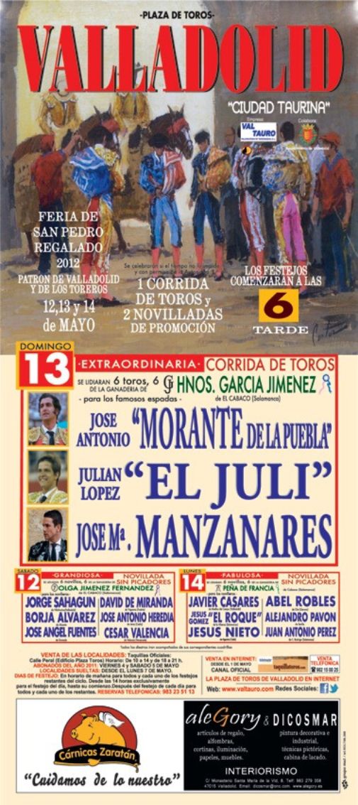 Cartel toros Valladolid 2012